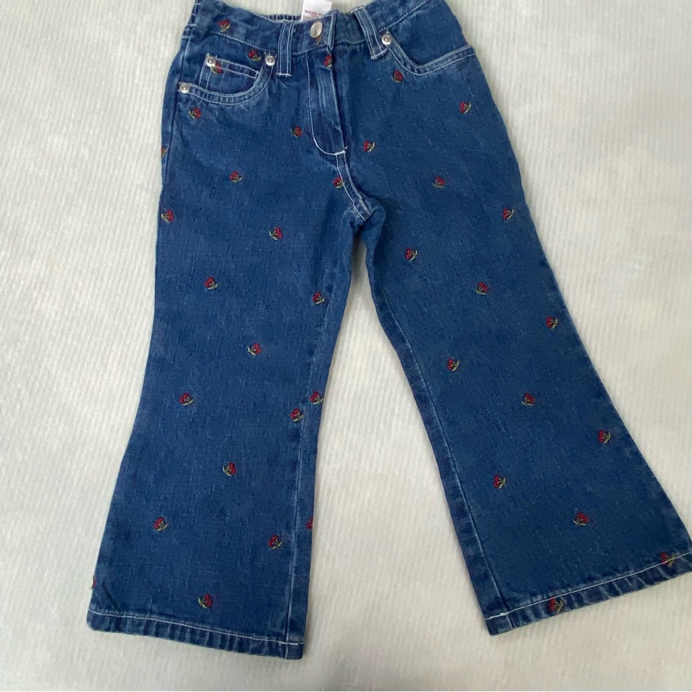 Gymboree Jeans with Red cherries embroidered all over size 3